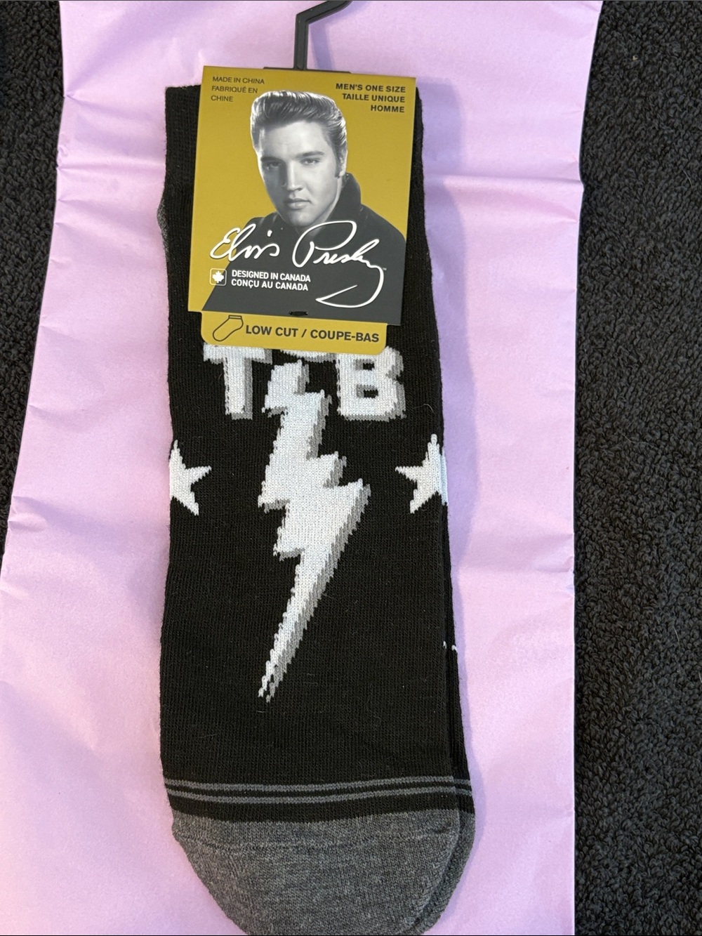 Official Elvis Presley "TCB" Men’s Low Cut Socks by Perris Socks.  Sz. 7-12